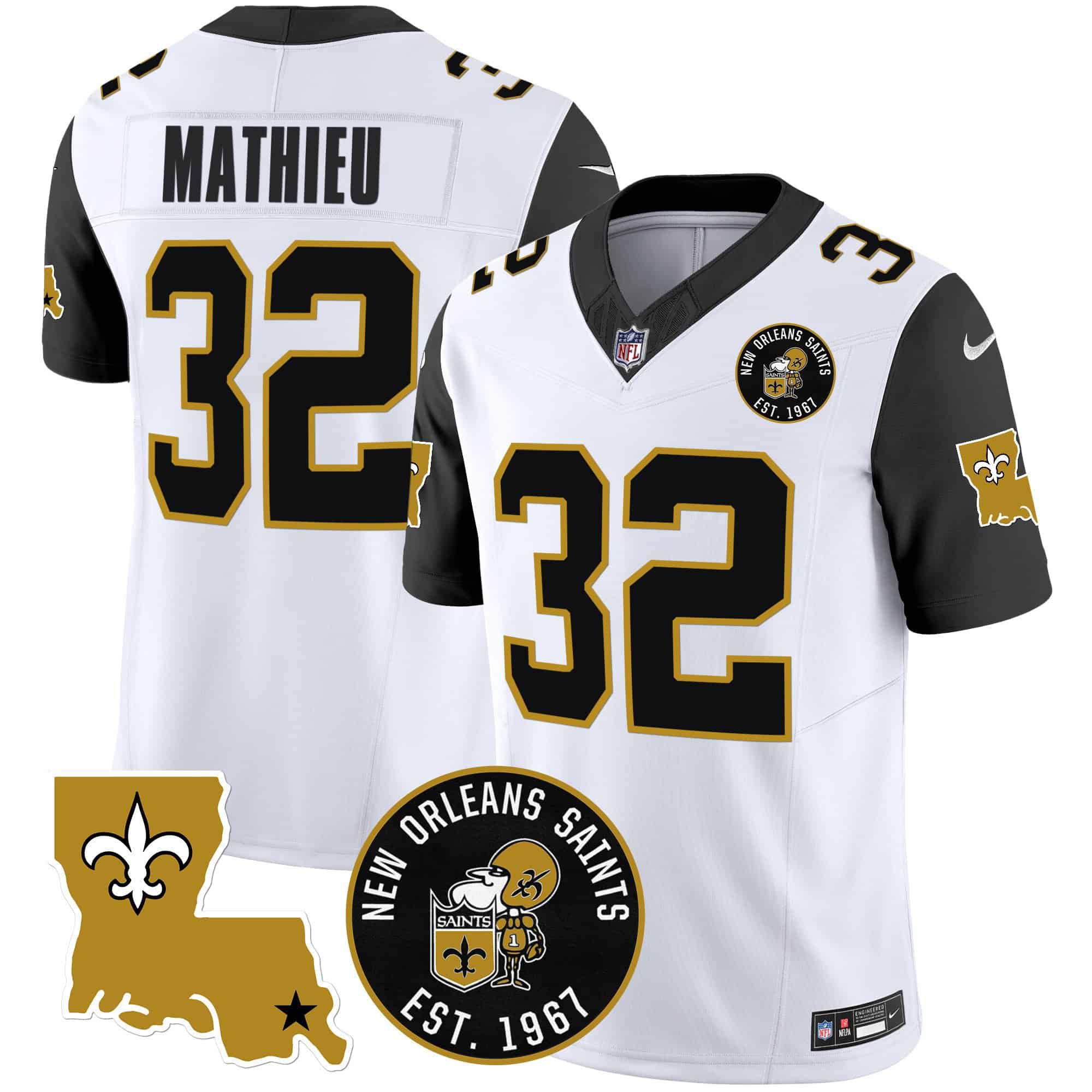Men New Orleans Saints #32 Mathieu White 2024 Nike 1967 Patch Vapor Limited NFL Jersey style 2->indianapolis colts->NFL Jersey